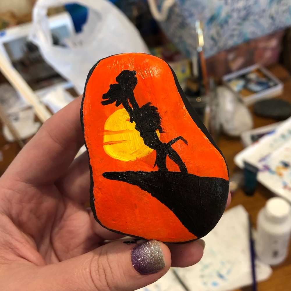 Lion King Painted Rock Paperweight